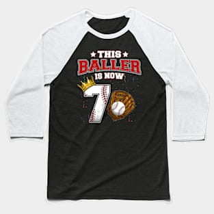 This Baller Is Now 7 Years Old Baseball Players 7Th BDay Baseball T-Shirt